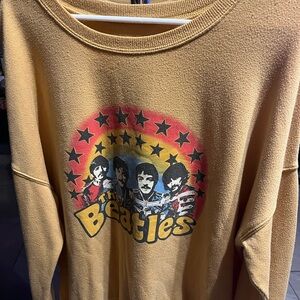 The Beatles Tan Crew Neck Sweater with Graphic